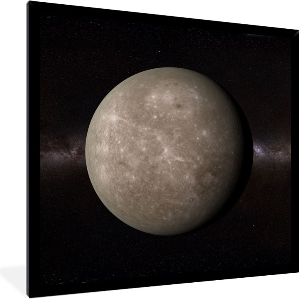 MuchoWow Gerahmtes Poster Eine Illustration des Planeten Merkur 40x40 cm - Poster mit Schwarzem Bilderrahmen Wandposter Rahmen Foto Bilder - Mit ...