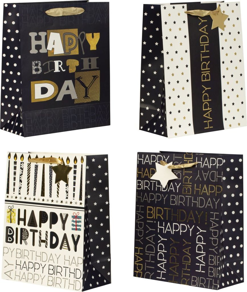Geschenktaschen Geschenktüten jeweils im 4er Set 26x32x12cm Geburtstag