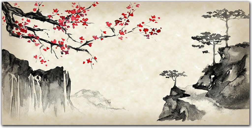 Coloray Bild aus Leinwand 100x50 Leinwand Dekoration - Asian Baum