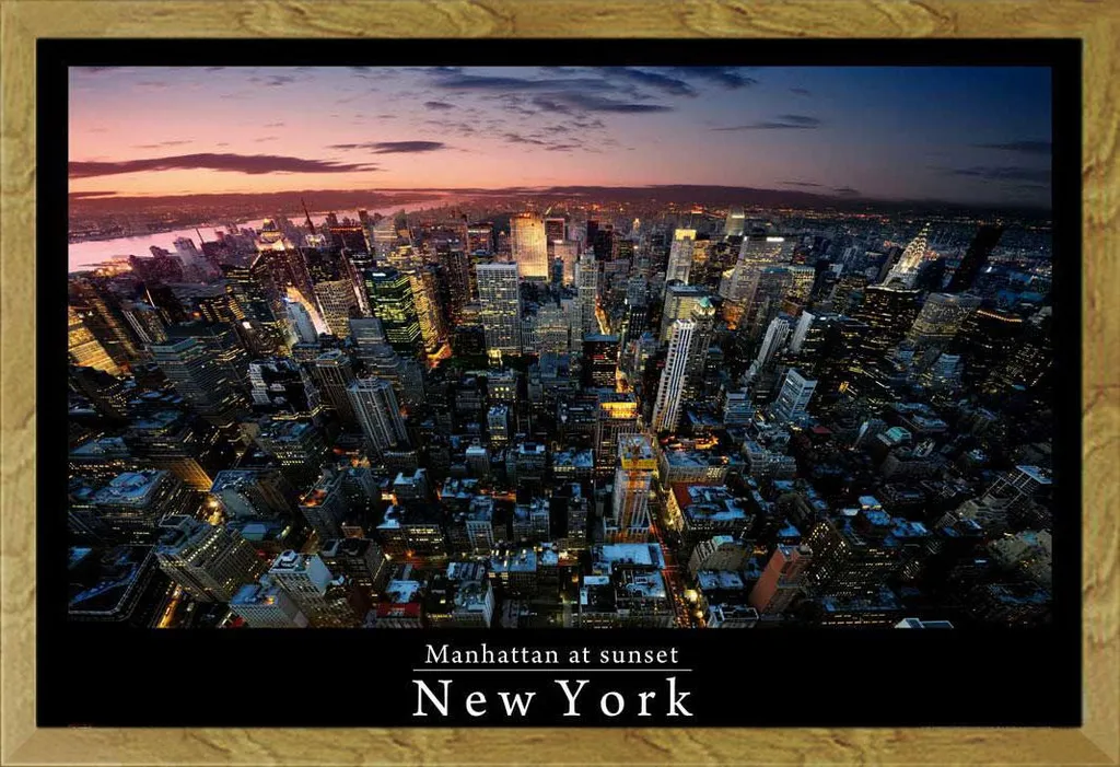 Poster New York City Fisheye 61x91,5 + Cornice Rovere - Design Shinsuke®