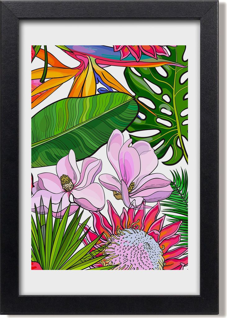 Bild 20x30 MDF-Rahmen, Wandkunst Hawaii-Muster