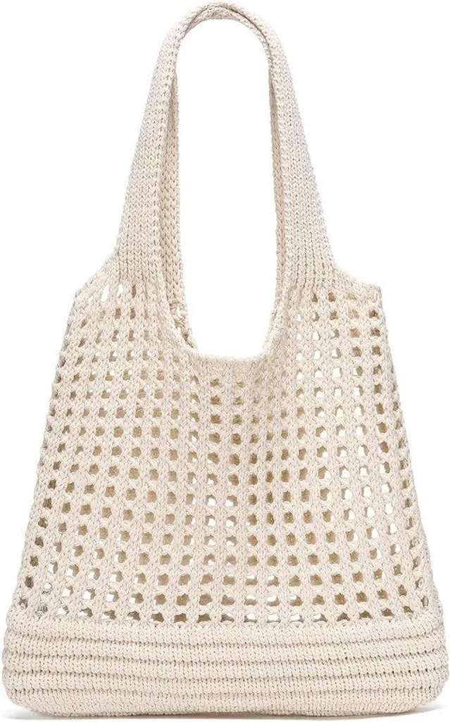 Cabas de plage au crochet pour femme - Grand sac cabas été en maille