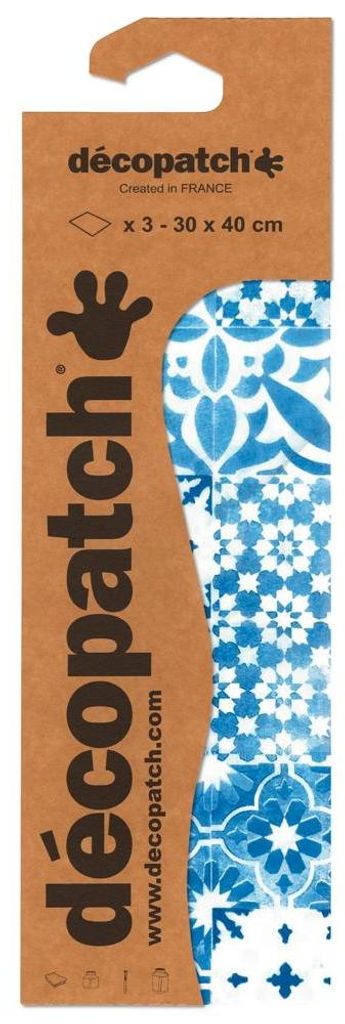 Papier Décopatch « Mosaïque de carreaux bleus », 3 feuilles Image du produit 