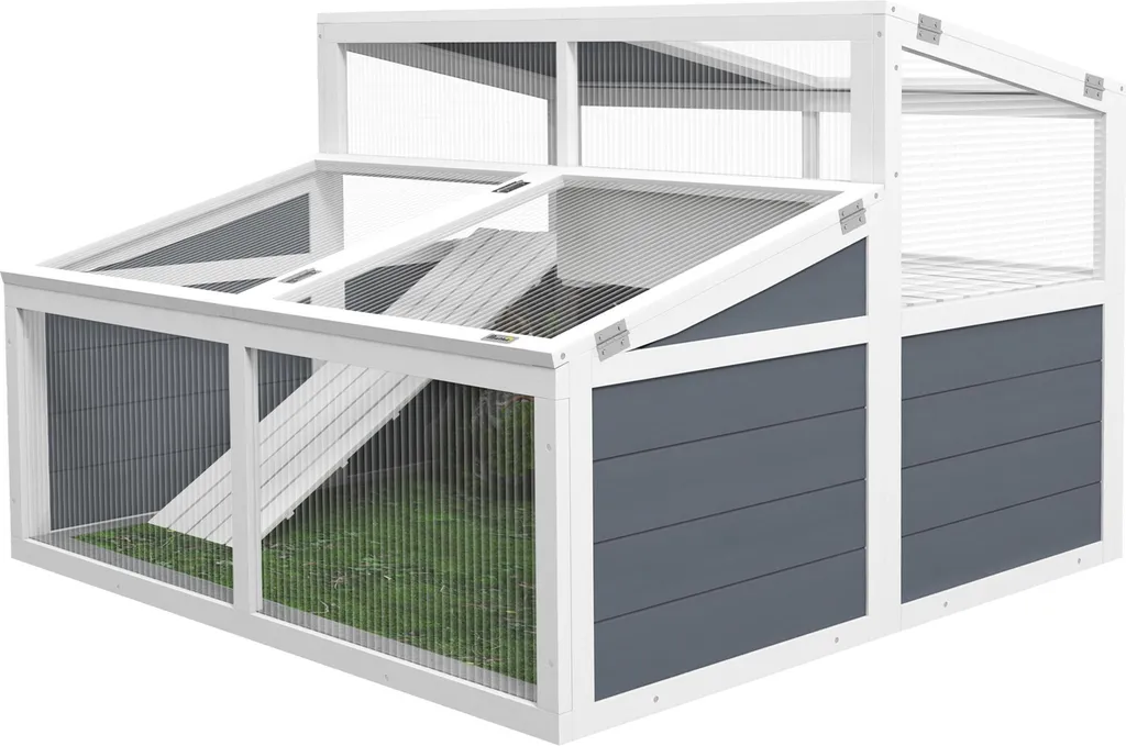 Cage tortue anti-prédateur PawHut avec toit protecteur et 3 accès faciles