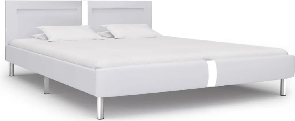 Lit adulte 180x200 cm LED blanc similicuir pour une chambre contemporaine