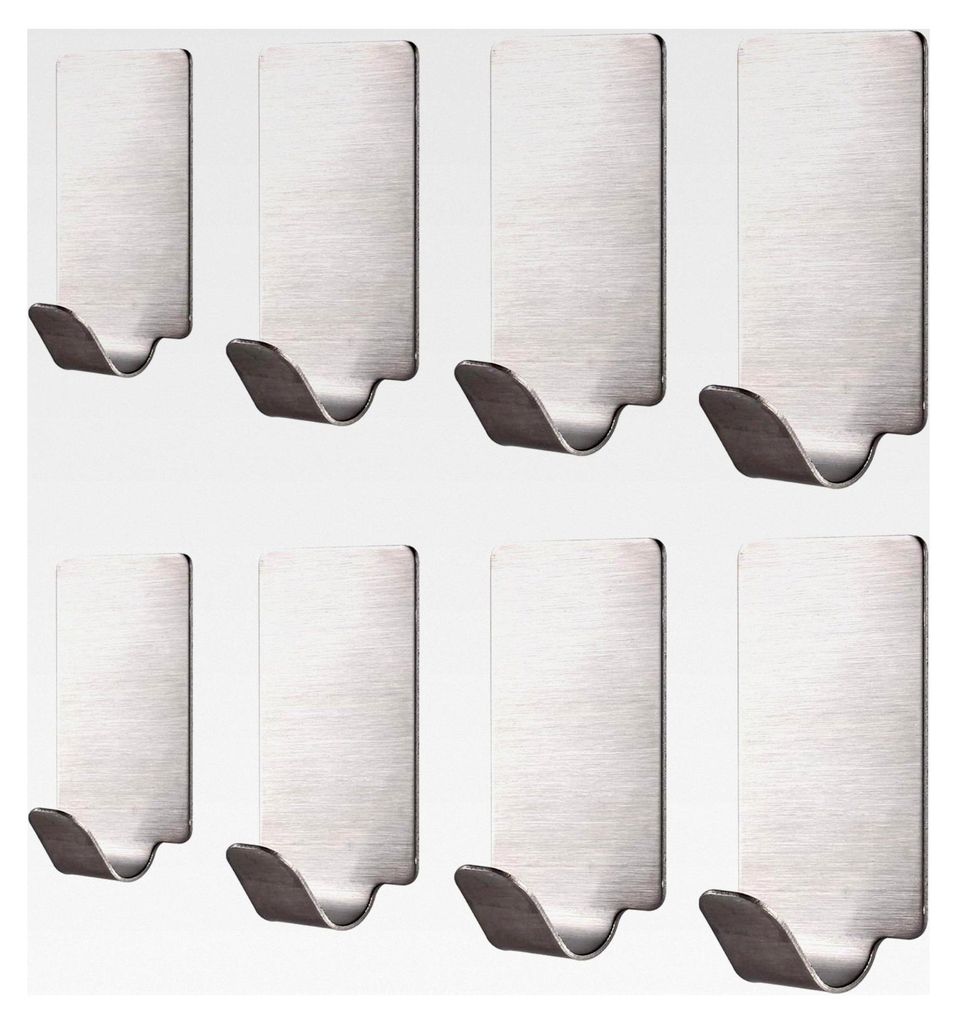 Selbstklebende Haken, 8 Stück Edelstahl Handtuch- und Kleiderhaken für Küche, Badezimmer und Toilettenschränke, wasserdicht und rostfrei.