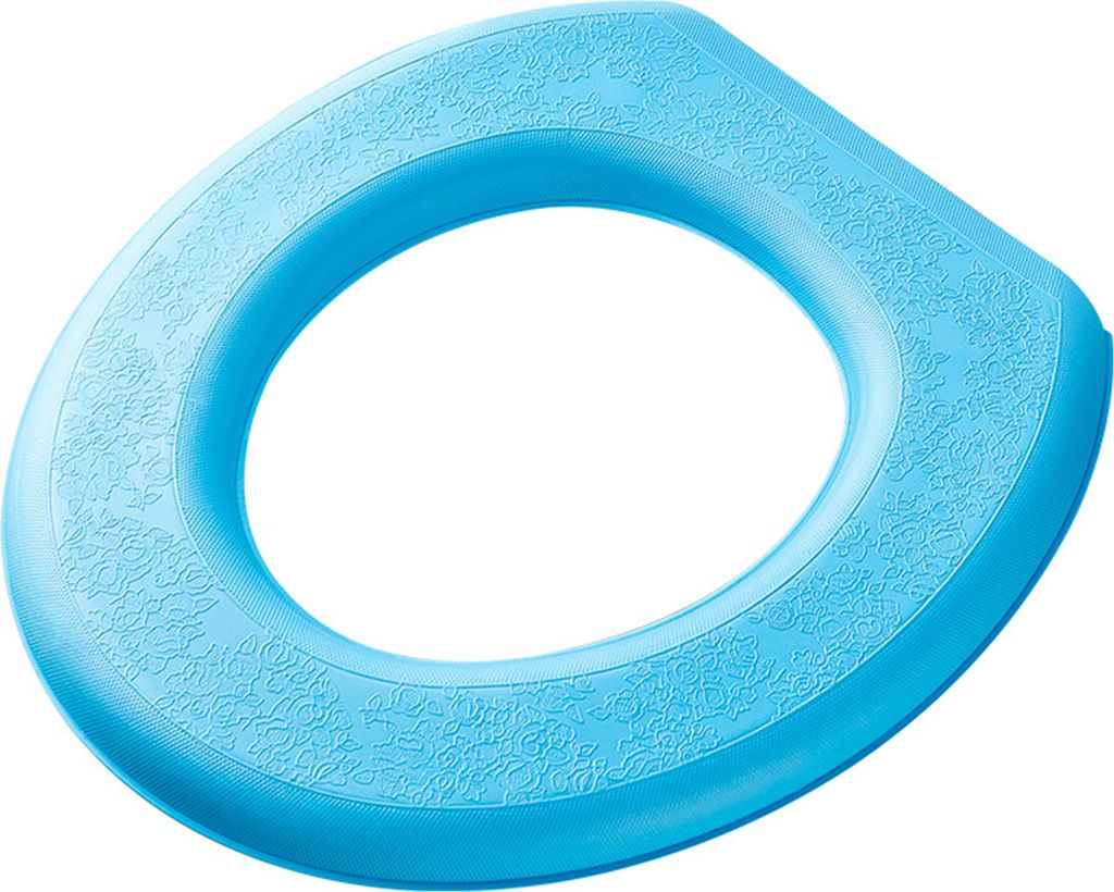 Flexible Toilettenabdeckung All-inclusive selbstklebende wasserdichte Schlafsaal Heimtoilette Dicke Kissen Badezimmerzubehör-Blau