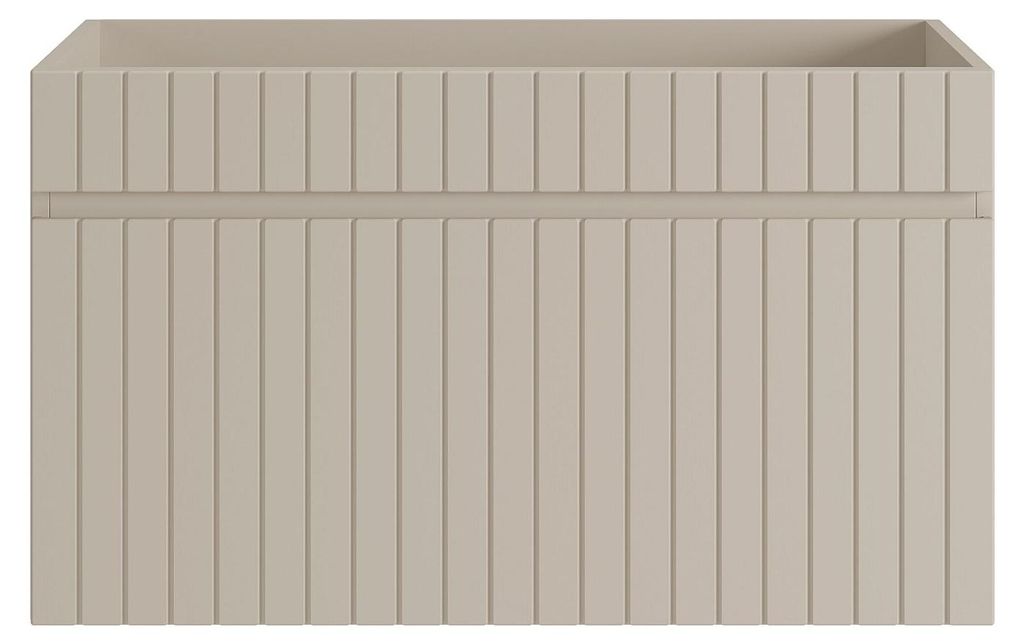 Hängender Waschtischunterschrank, geriffelt, beige – 80 cm – SATARA