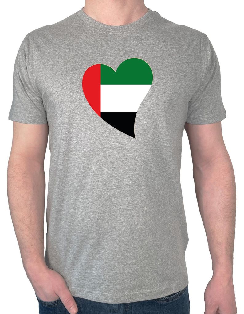 Huuraa Herren T-Shirt Vereinigte Arabische Emirate Flagge Herz XL Sport Grey Bio Baumwolle Fairtrade Herrenshirt Geschenkidee