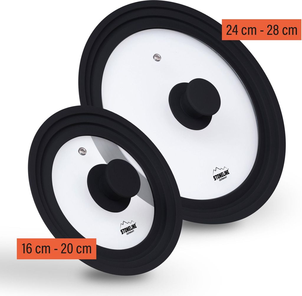 STONELINE Universal Glasdeckel Set 16/18/20 und 24/26/28 | Schwarz