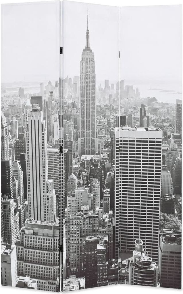 Raumteiler klappbar 120 x 170 cm New York bei Tag Schwarz-Weiß