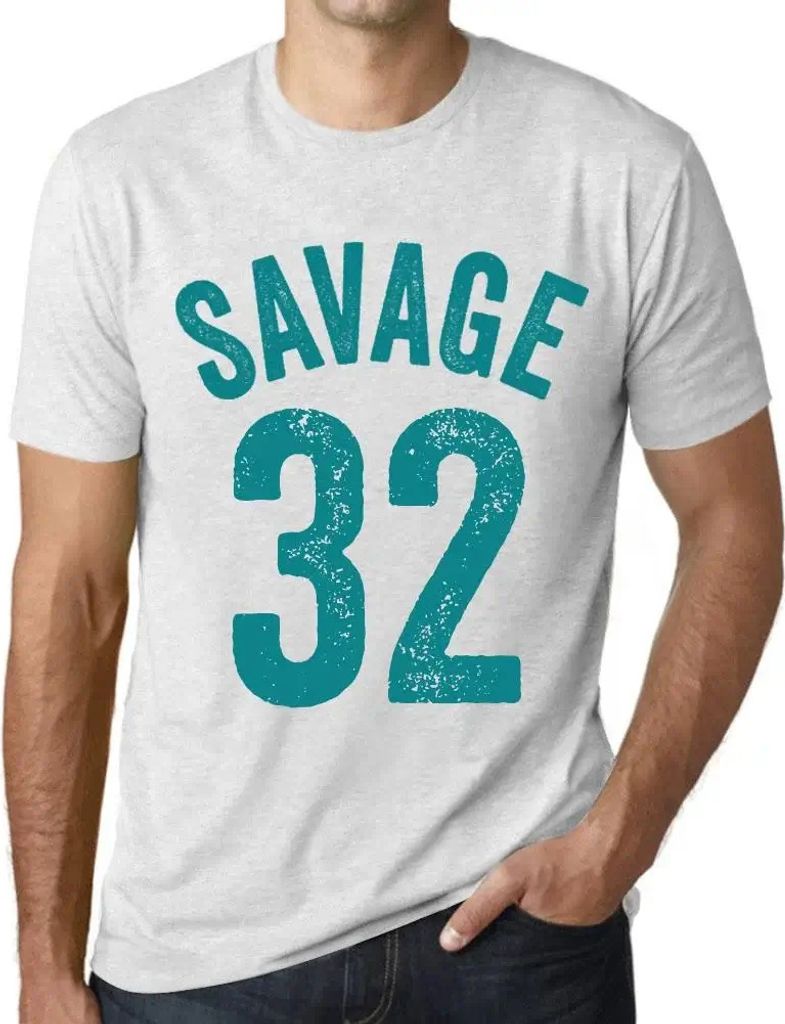 Herren Grafik T-Shirt Savage 32 Geschenk 32. Geburtstag Jahrestag 32 Jahre Jubiläum 32 Jährige Mann Jahrgang 1992 Kurzarm Lustige Druck