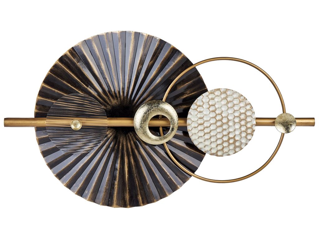 BELIANI Wanddekoration Schwarz und Gold Eisen Kreise Einteilig Handgemacht Modern Wandobjekt Wanddeko für Schlafzimmer Wohnzimmer Flur Küche Essz...