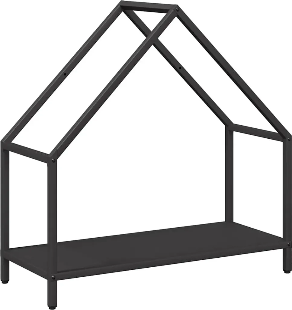 Portalegna in Acciaio Nero 60x25x60 cm - Scaffale Design per Camino