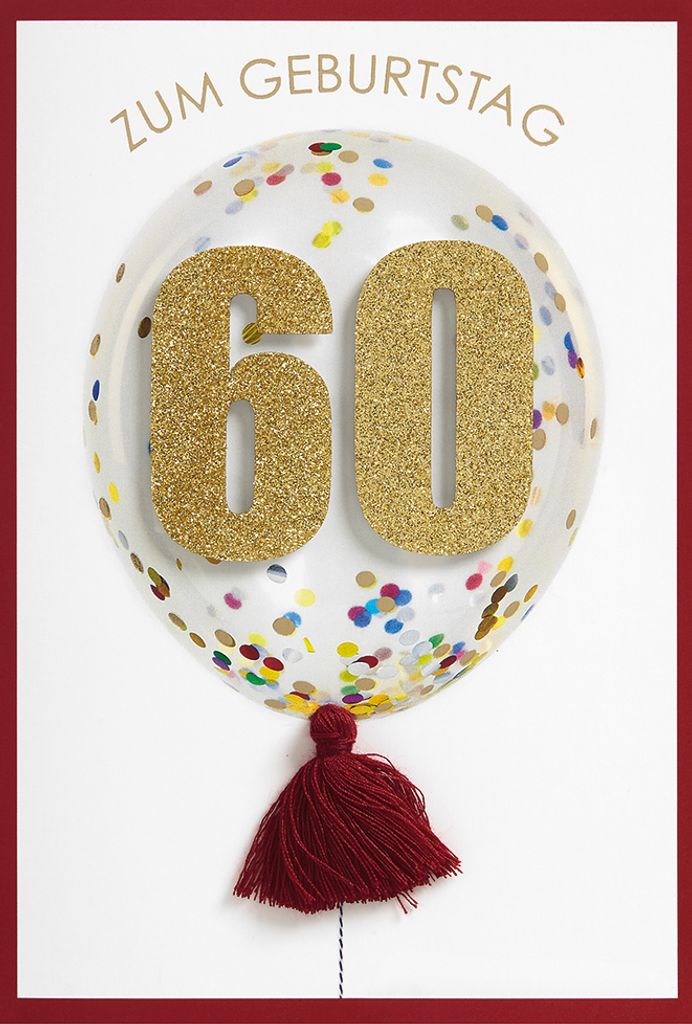 60 Geburtstag Glückwunschkarte im Format 115x17cm mit Umschlag