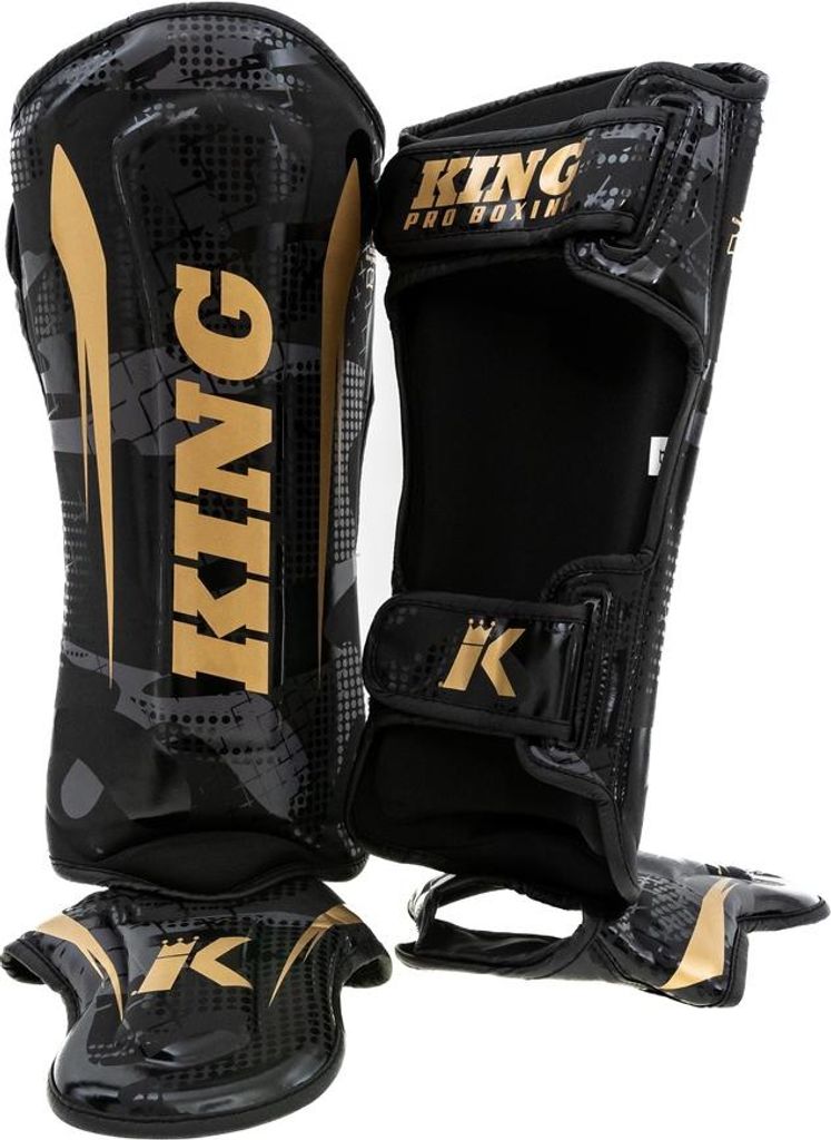 King Pro Boxing Schienbeinschoner KPB/SG Shogun 2 Schwarz/Gold/Hexagon M