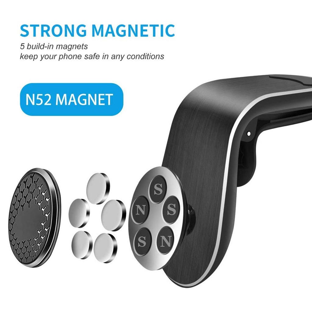 OQTIQ Handyhalterung Auto Magnet Lüftung, Magnethalterung Handy KFZ,  Magnetische Handy Halterung Auto mit 6 Starke Magnet 3 Metallplatten Magnet