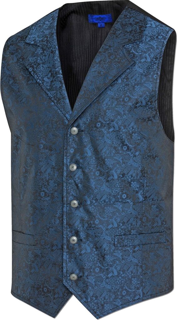 Herren Western Weste Cowboy Biker Jacquardweste »ROYAL FLUSH« Blau