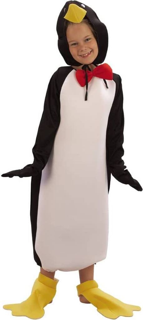 A child wearing a penguin costume.