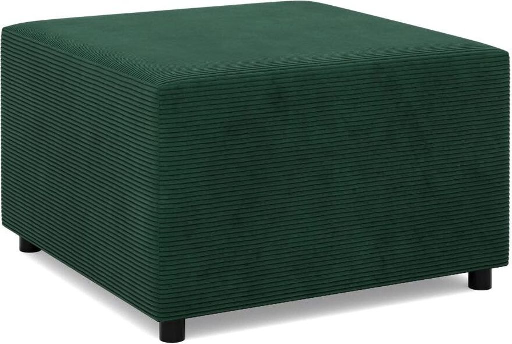 Sitzpouf für das Wohnzimmer 70 x 70 cm, Cord - Dunkelgrün Produktbild 