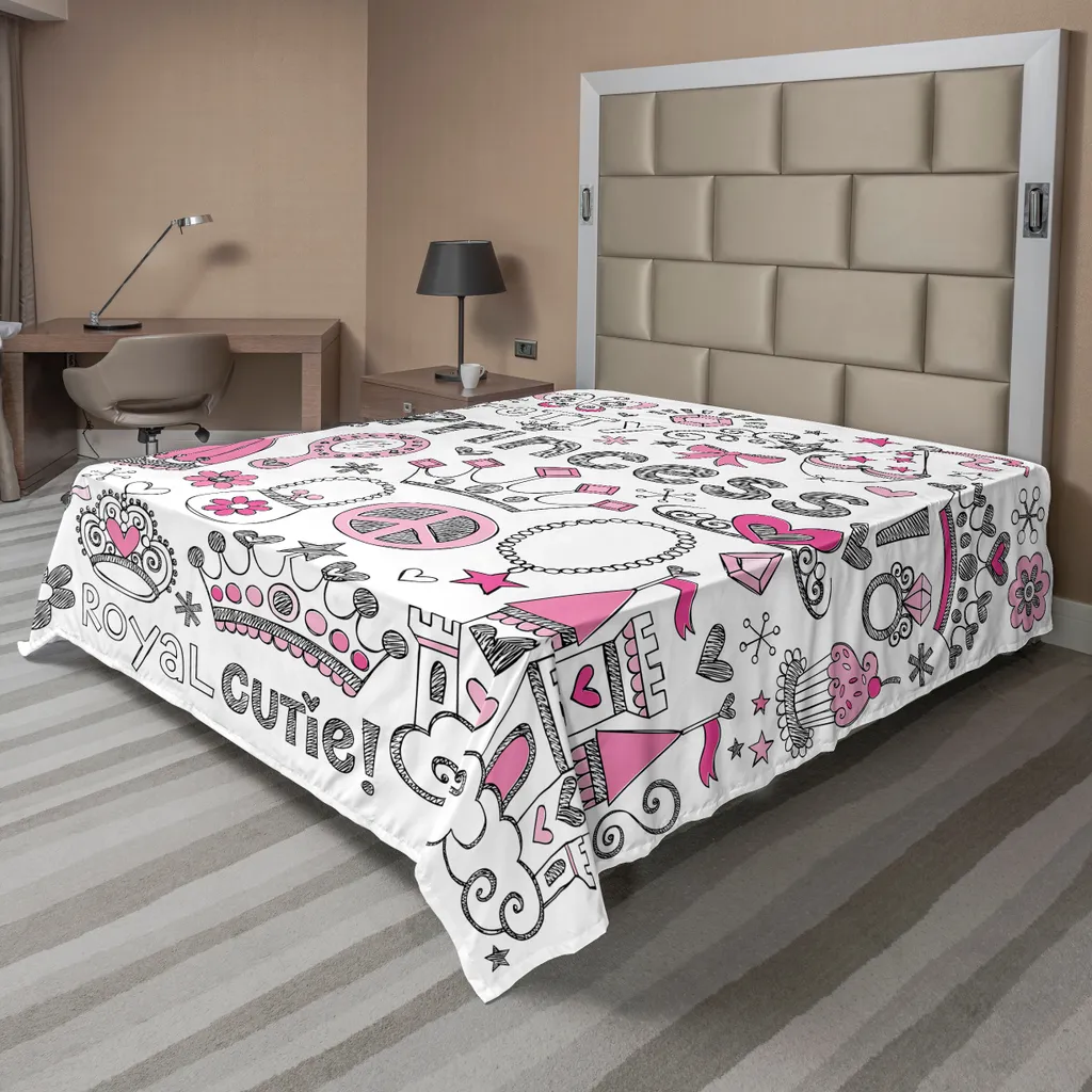 Drap plat décoratif motif conte de fées pour grand lit 260x228 cm