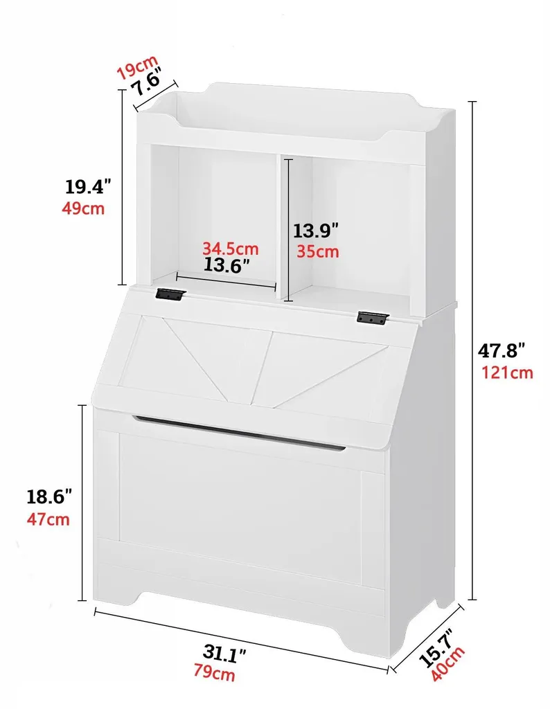 Meuble de stockage jouets à compartiments avec couvercle rabattable noir
