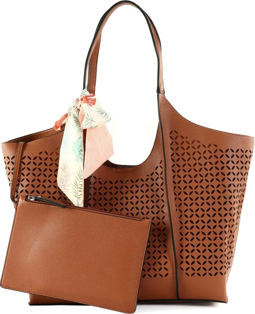 PICARD Menton City Shopper Cognac - Borsa a Tracolla Pelle Vera Marrone