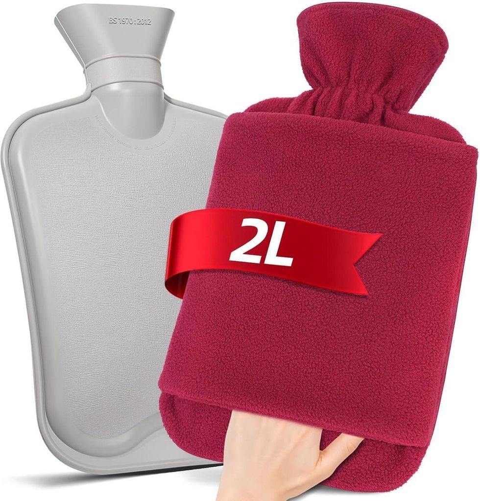 MUPAS Wärmflasche 2L mit Vliesbezug und Känguru Tasche für Produktbild 