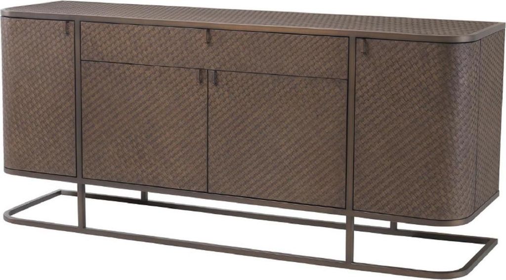 Casa Padrino Luxus Kommode mit 4 Türen und Schublade Braun / Bronze 170 x 46 x H. 75 cm - Luxus Qualität