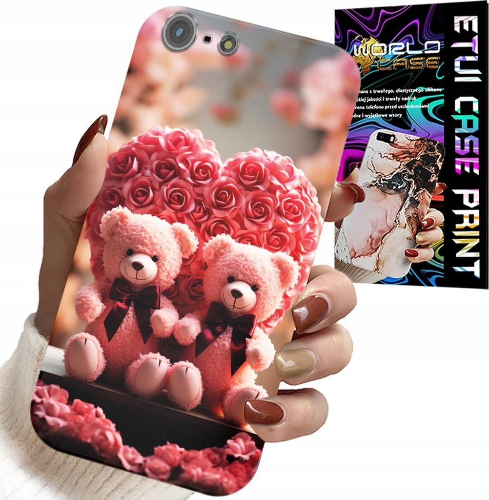 Hülle Für Iphone 5 / 5S / 5C - Rose Teddybär Familie Herz + Glas