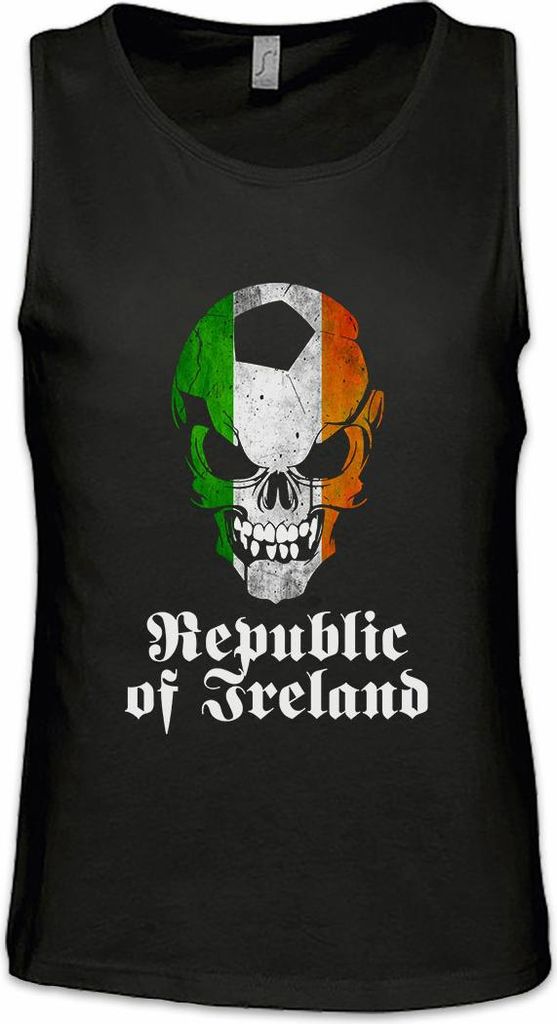 Urban Backwoods Classic Republic Ireland Football Skull Flag, Ärmelloses T-Shirt, Farbe: Schwarz, Größe: L