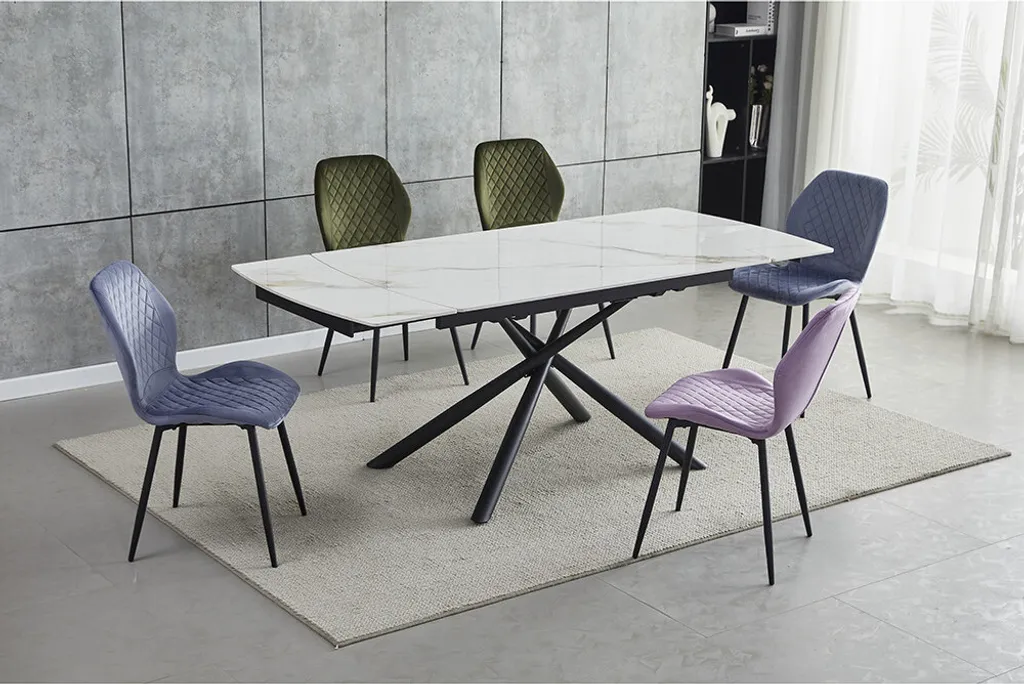 CasaDolce GAVILA Table à manger extensible 140-200cm Blanc Effet Marbre - 8