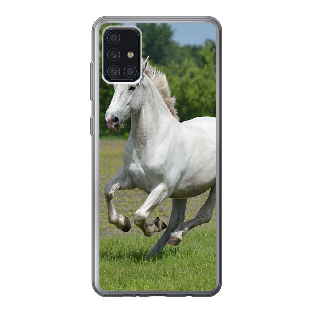 MuchoWow Handyhülle Schutzhülle Hülle für Samsung Galaxy A52 5G Pferde - Natur - Weiß Silikon Softcase Handy Hülle - Umschlag