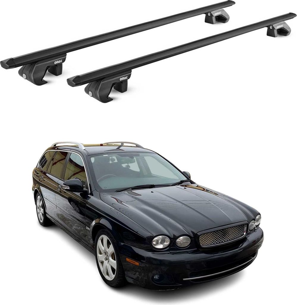 Dachträger Gepäckträger für Jaguar X-Type Wagon 2003-2009 Alu Schwarz 2 tlg ABE