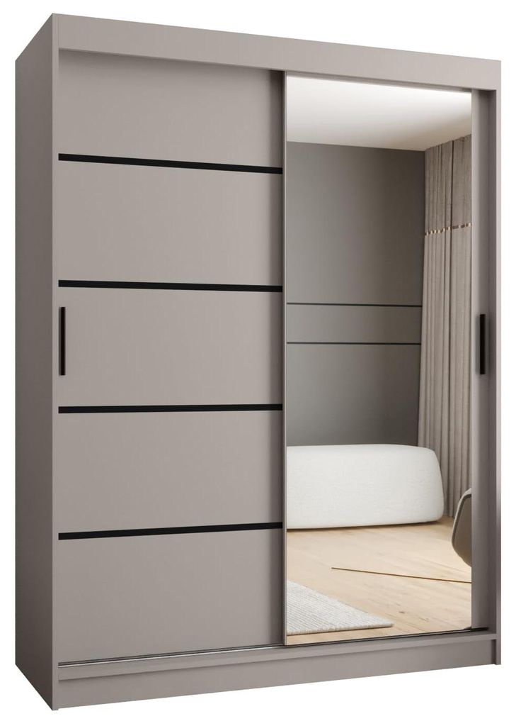Kryspol - - Kleiderschrank mit Spiegel, 150x200x62cm, 2 Tür, RUBINO V2 150 Kaschmir