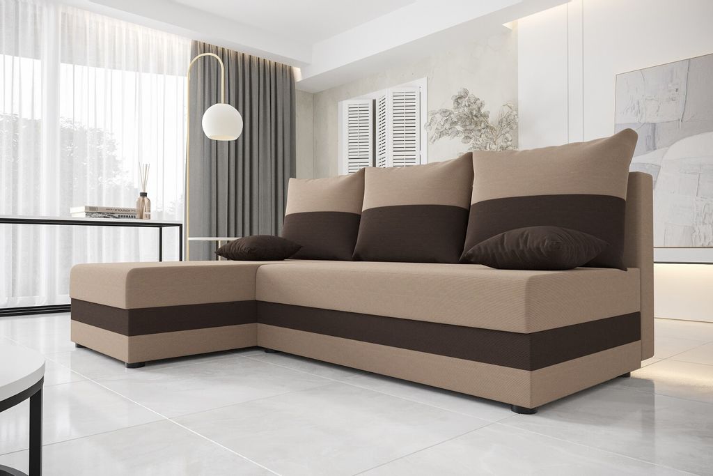 Modernes Ecksofa HORTENZIE – hellbraun / braun