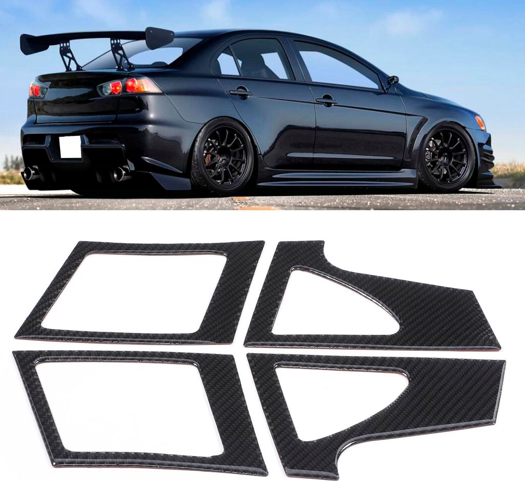 4-teilige Armaturenbrett-Entlüftungsabdeckung, Auslass, Kohlefaser-Zierleiste links/rechts, passend für Mitsubishi Lancer 2008-2016