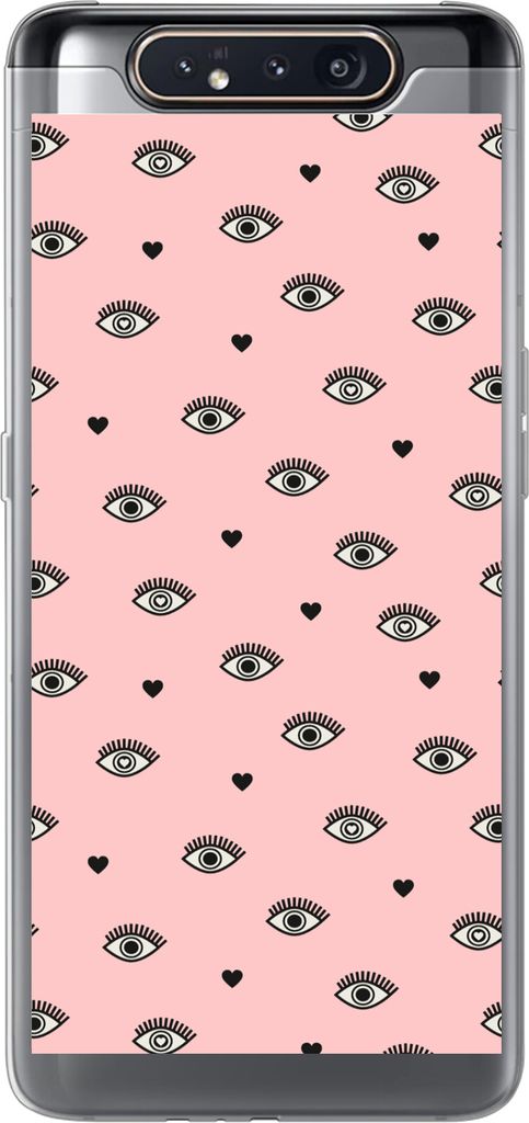 MuchoWow Handyhülle Schutzhülle Hülle für Telefoonhoesje Samsung Galaxy A80 Mädchen - Augen - Rosa - Muster - Mädchen - Kinder - Kinder Sil...