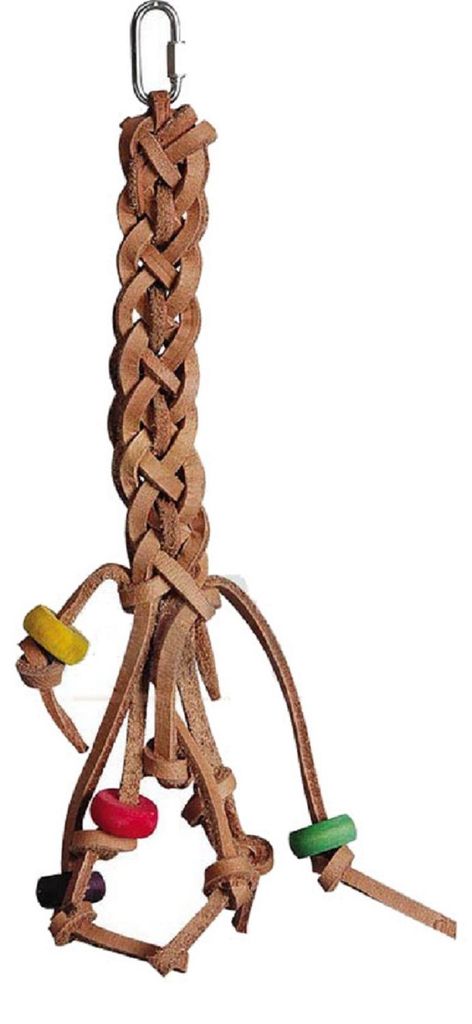 Papageienspielzeug Vogelspielzeug Lederzopf mit Produktbild 