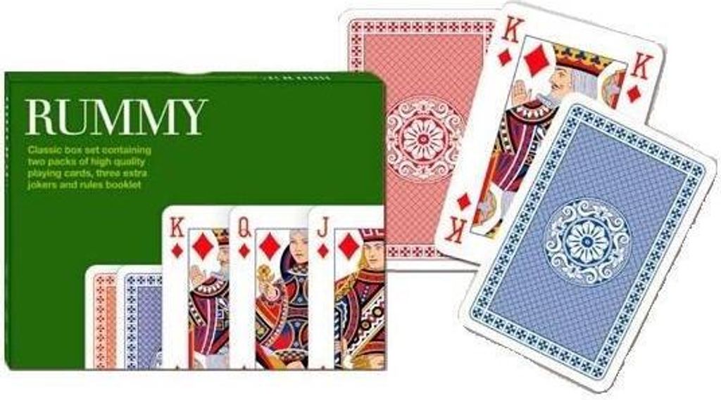 Romme Spielkarten Doppelset 2x55 Blatt im Etui, 58x89mm