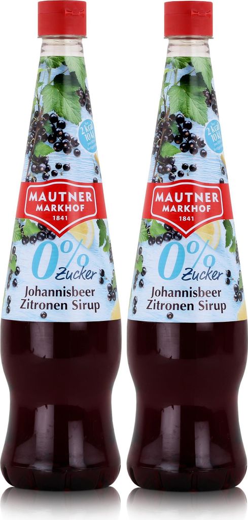 Mautner Getränkesirup Johannisbeer Zitrone 0% Zucker 0,7L - Softdrink (2er Pack)