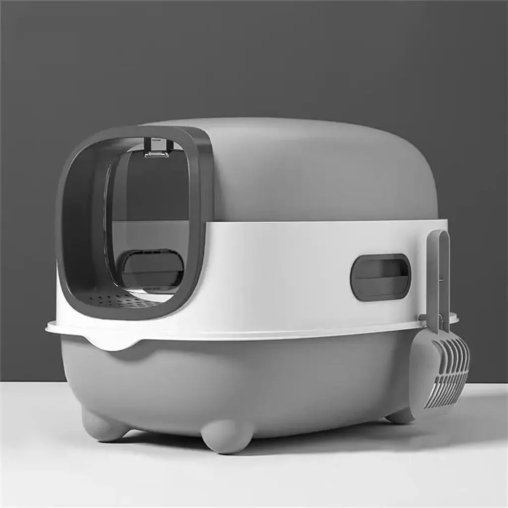 Toilette Gatti Chiusa Grigio Ovale: Design Antiodore con Paletta Inclusa