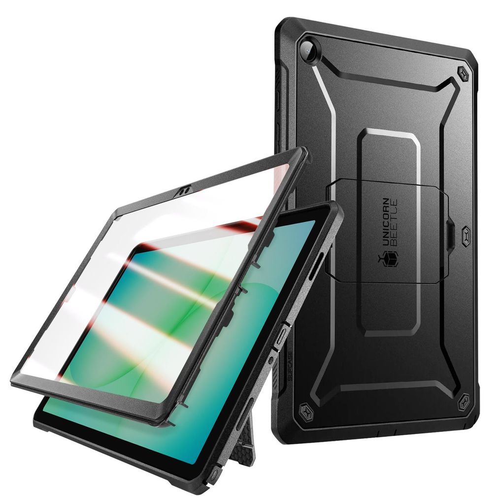 Supcase Unicorn Beetle Pro Hülle, Geeignet für Samsung Galaxy Tab A11 Plus, Mit integriertem Displayschutz, Kickstand, Rundumschutz - Schwarz