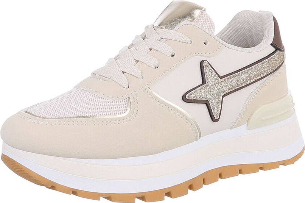 Ital-Design Damen Freizeitschuhe Lederoptik, Synthetikoptik Sneakers Low 87118381 Beige Gr. 38