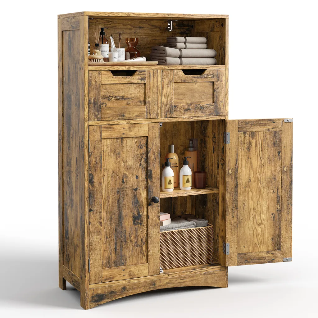 Meuble de rangement salle de bains avec étagères réglables 60x30x108 cm