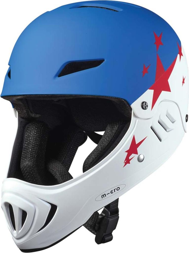 Micro Klein Kinder Helm RACING, OneSize: 50-54cm, Blau/Weiß