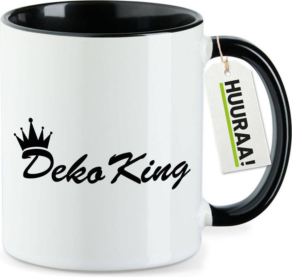 Huuraa Kaffeetasse Deko King Krone 330ml Schwarz Keramik Kaffeebecher Geschenkidee