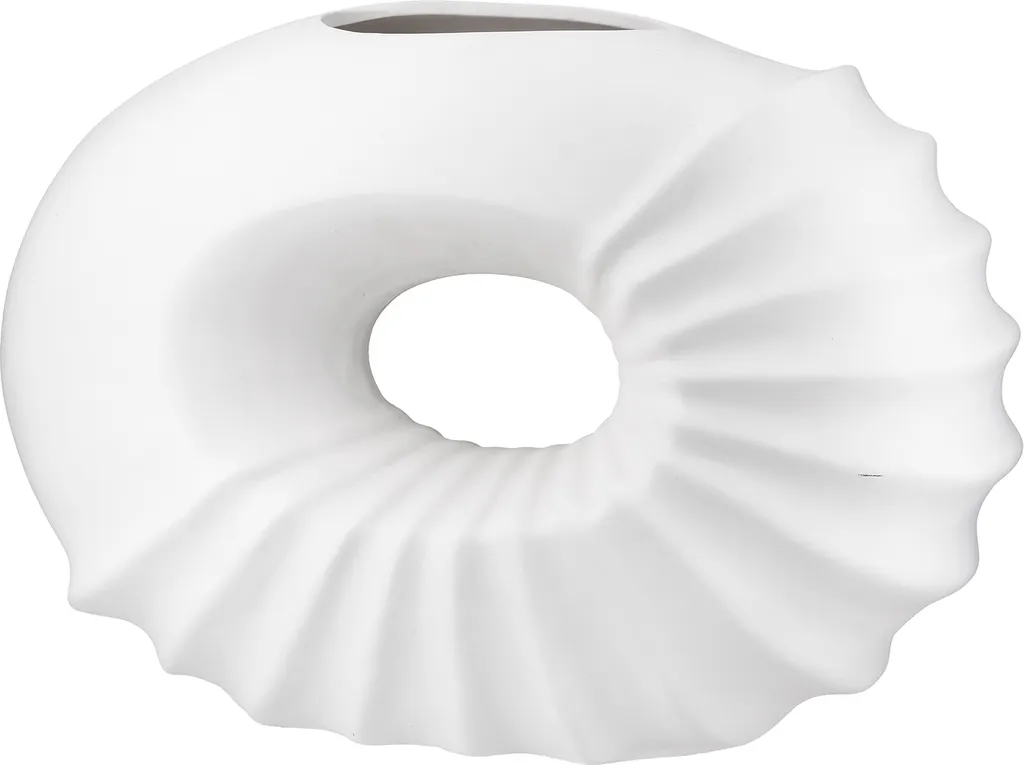 Grand vase décoratif blanc en céramique Gilde Pula, 35 cm de largeur