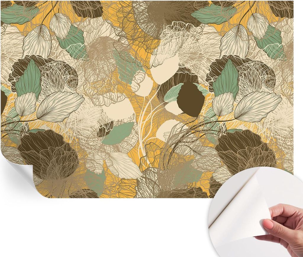 Selbstklebende Wandtapete - Dekorative Tapete für Wohnzimmer - Klebefolie für Wandbilder - Tapetenfolie für Wanddekoration - 104x70 cm - Pflanze...
