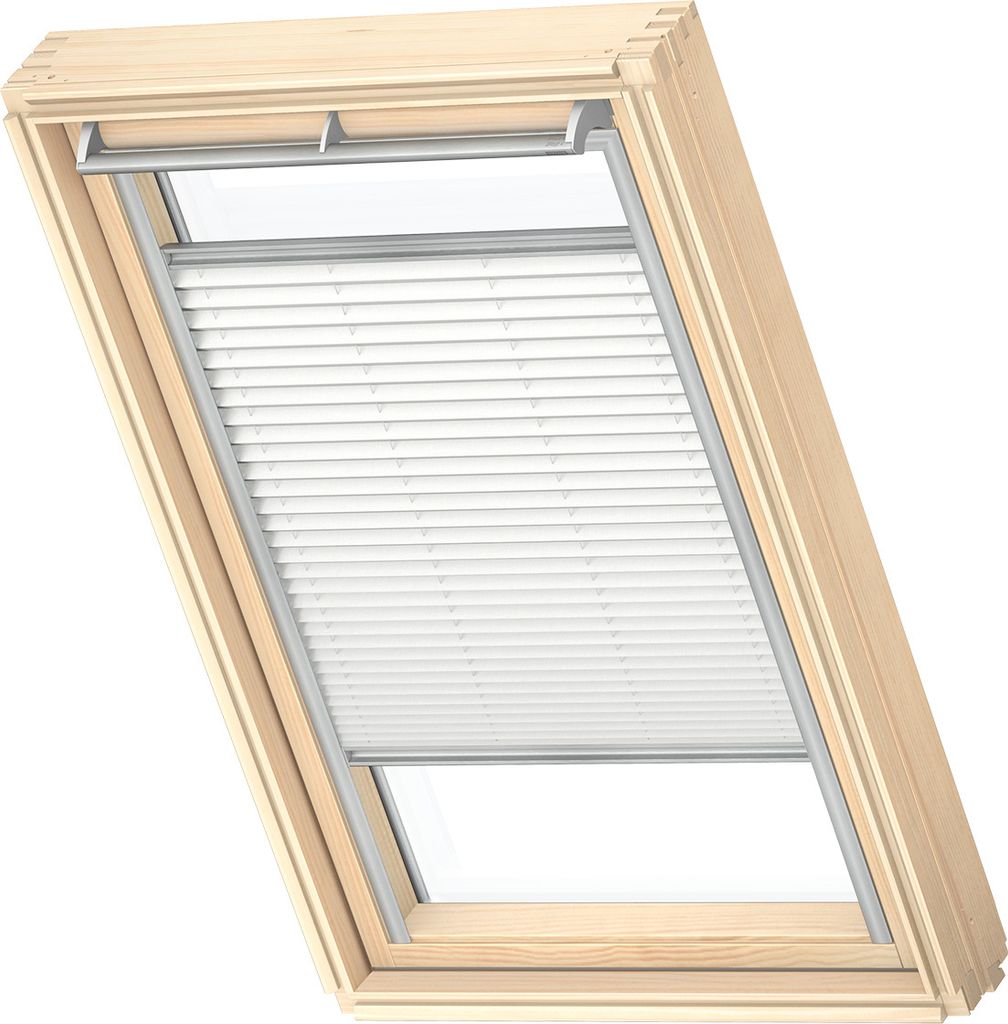 VELUX Original Dachfenster Plissee für PK06, Weiß, mit grauer Führungsschiene